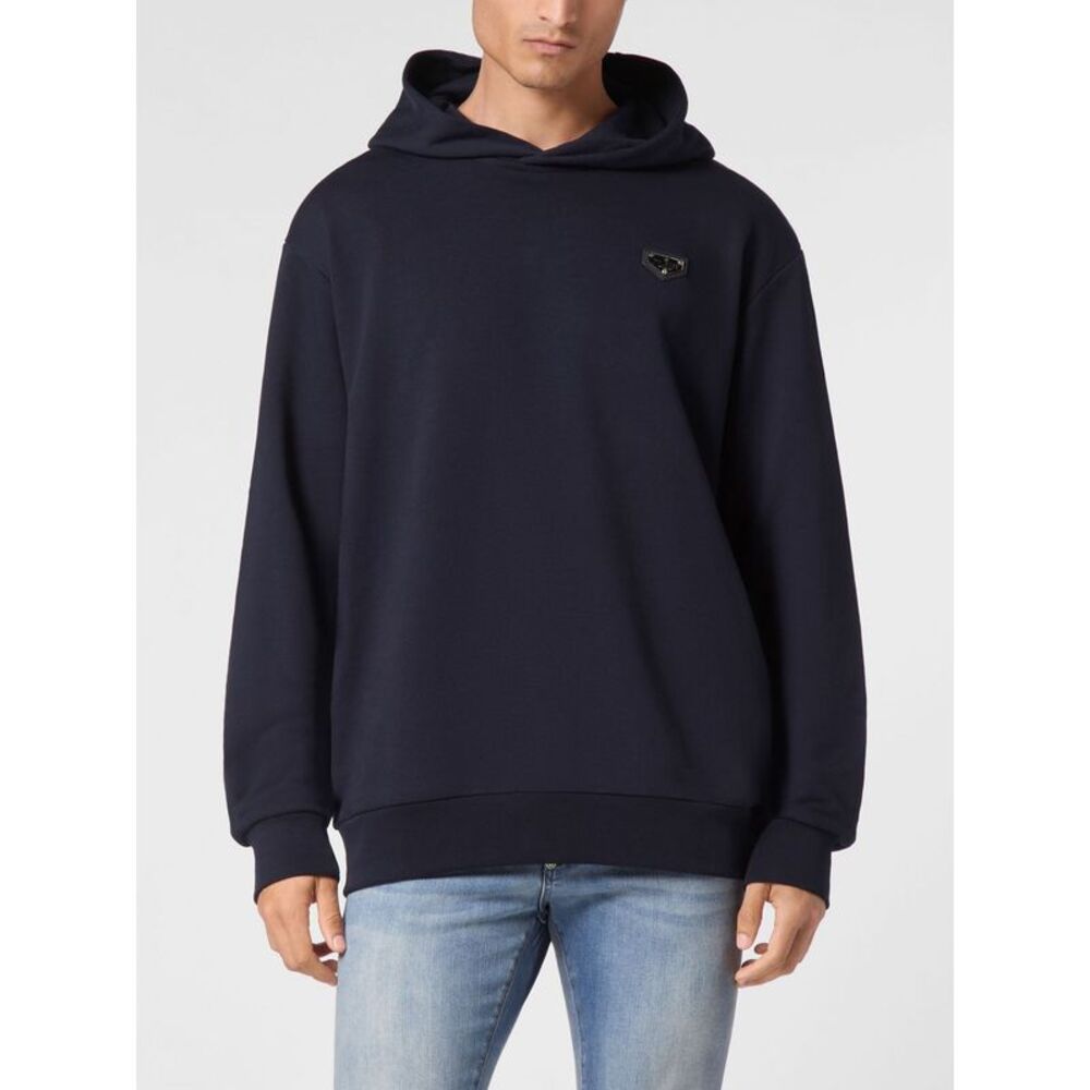 Philipp Plein Men Philipp Plein Dropped Shoulder Cotton Hoodie With Applied Logo